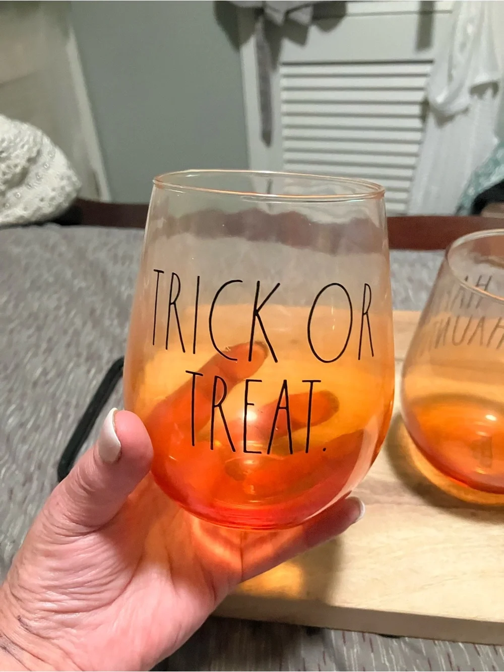 Rae Dunn Set of 2 Halloween-Themed Wine Glasses